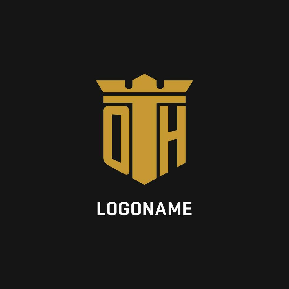 OH initial logo with shield and crown style vector