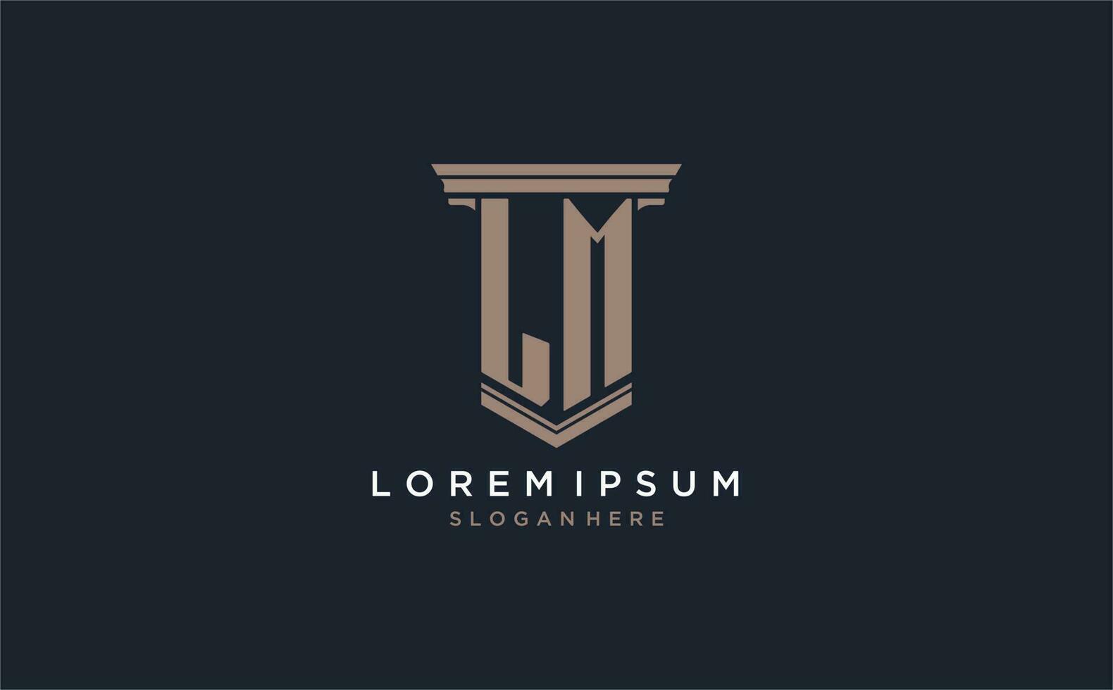 LM initial logo with pillar style, luxury law firm logo design ideas vector