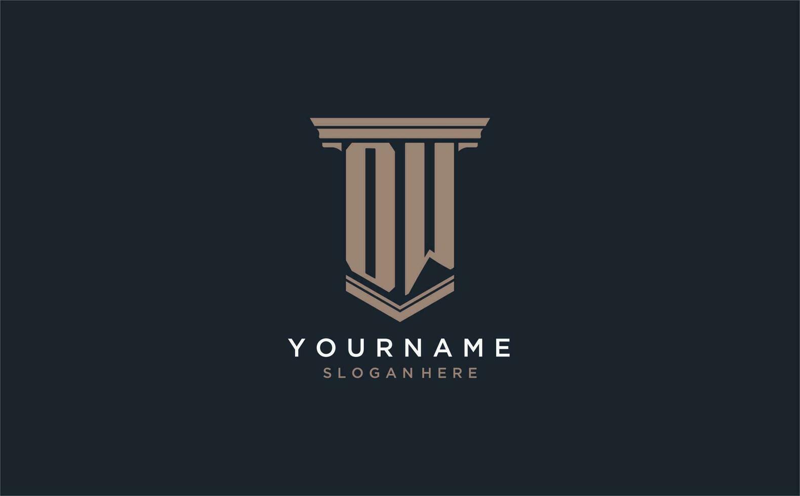 OW initial logo with pillar style, luxury law firm logo design ideas vector