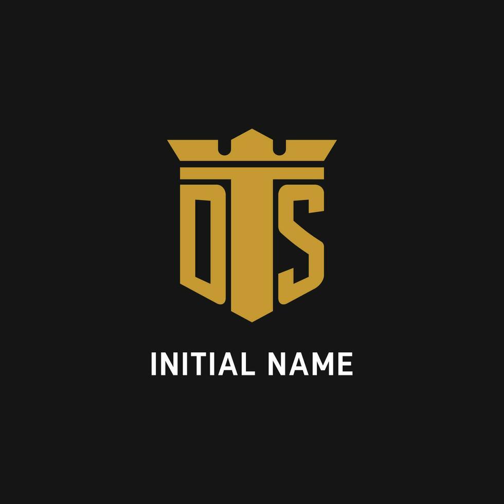 ds inicial logo con proteger y corona estilo vector