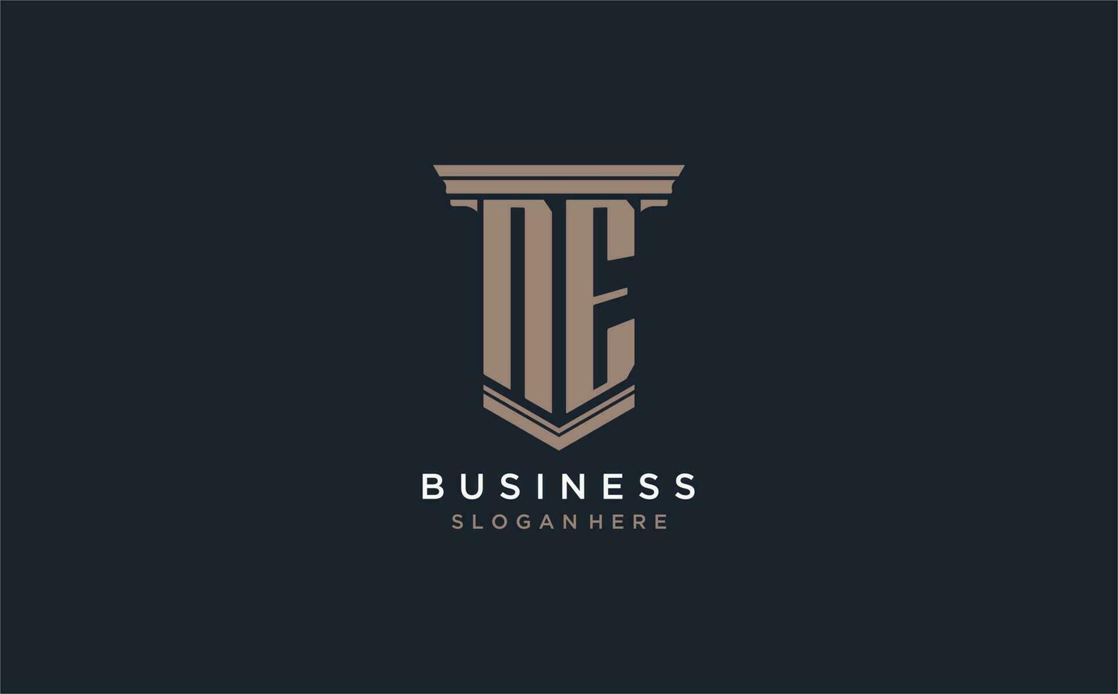 NE initial logo with pillar style, luxury law firm logo design ideas vector