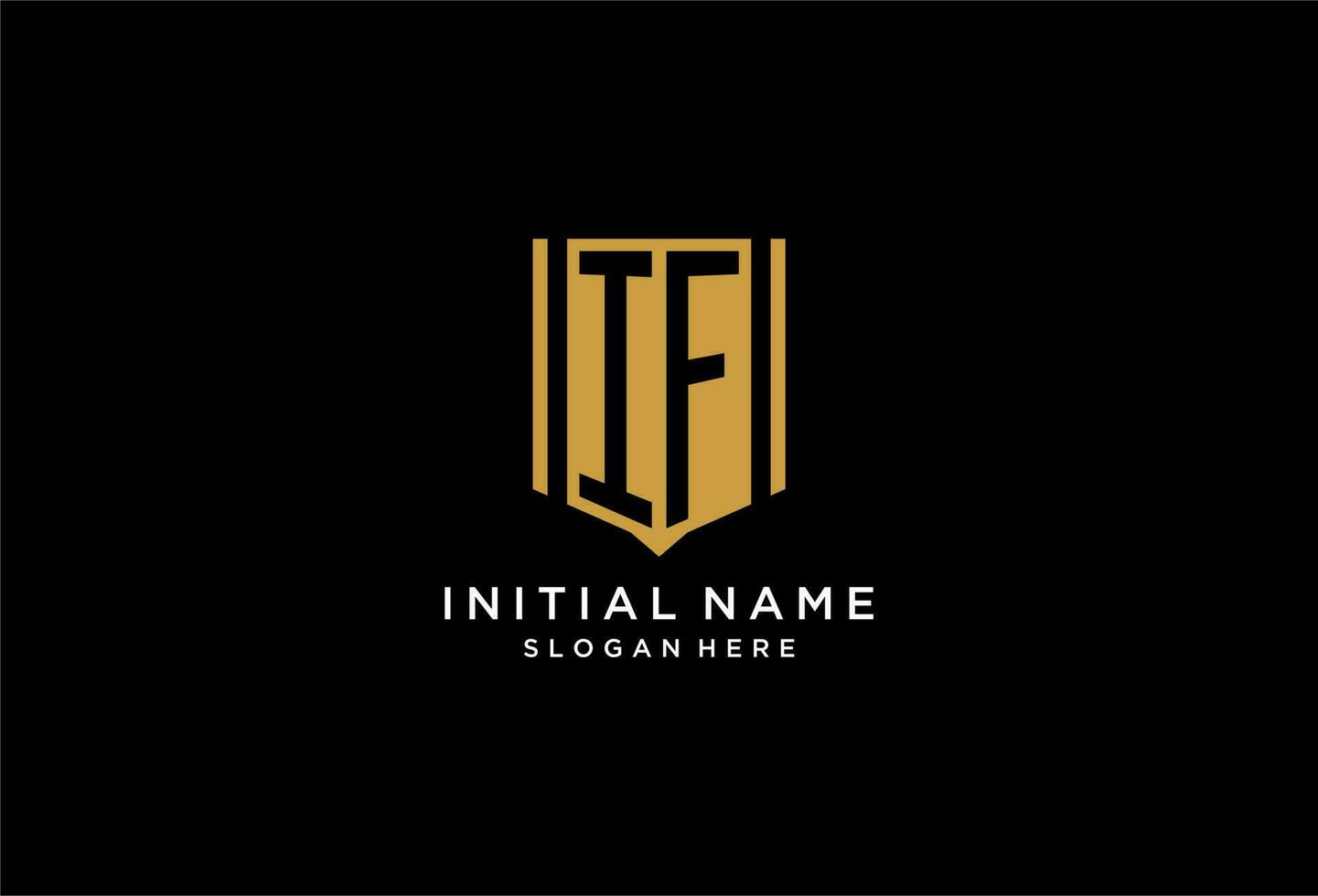 IF monogram logo with geometric shield icon design vector
