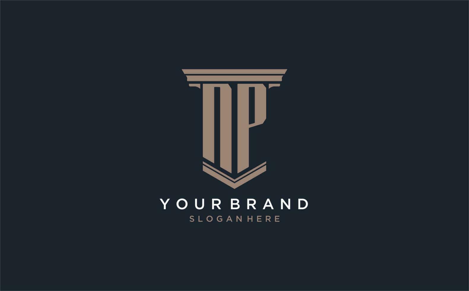 NP initial logo with pillar style, luxury law firm logo design ideas vector
