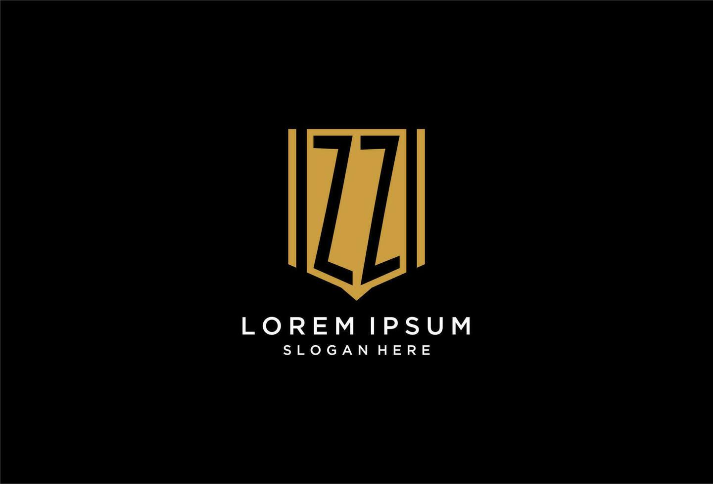 ZZ monogram logo with geometric shield icon design vector