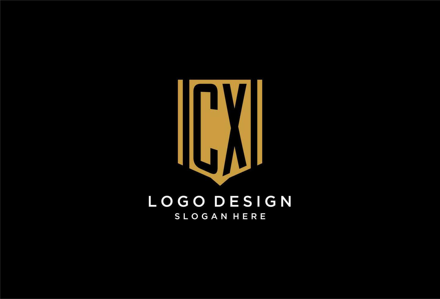 CX monogram logo with geometric shield icon design vector