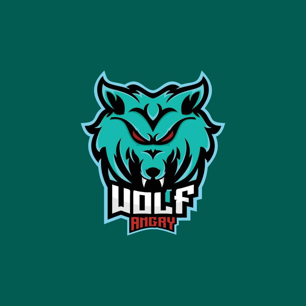 wolf angry logo design esport team vector