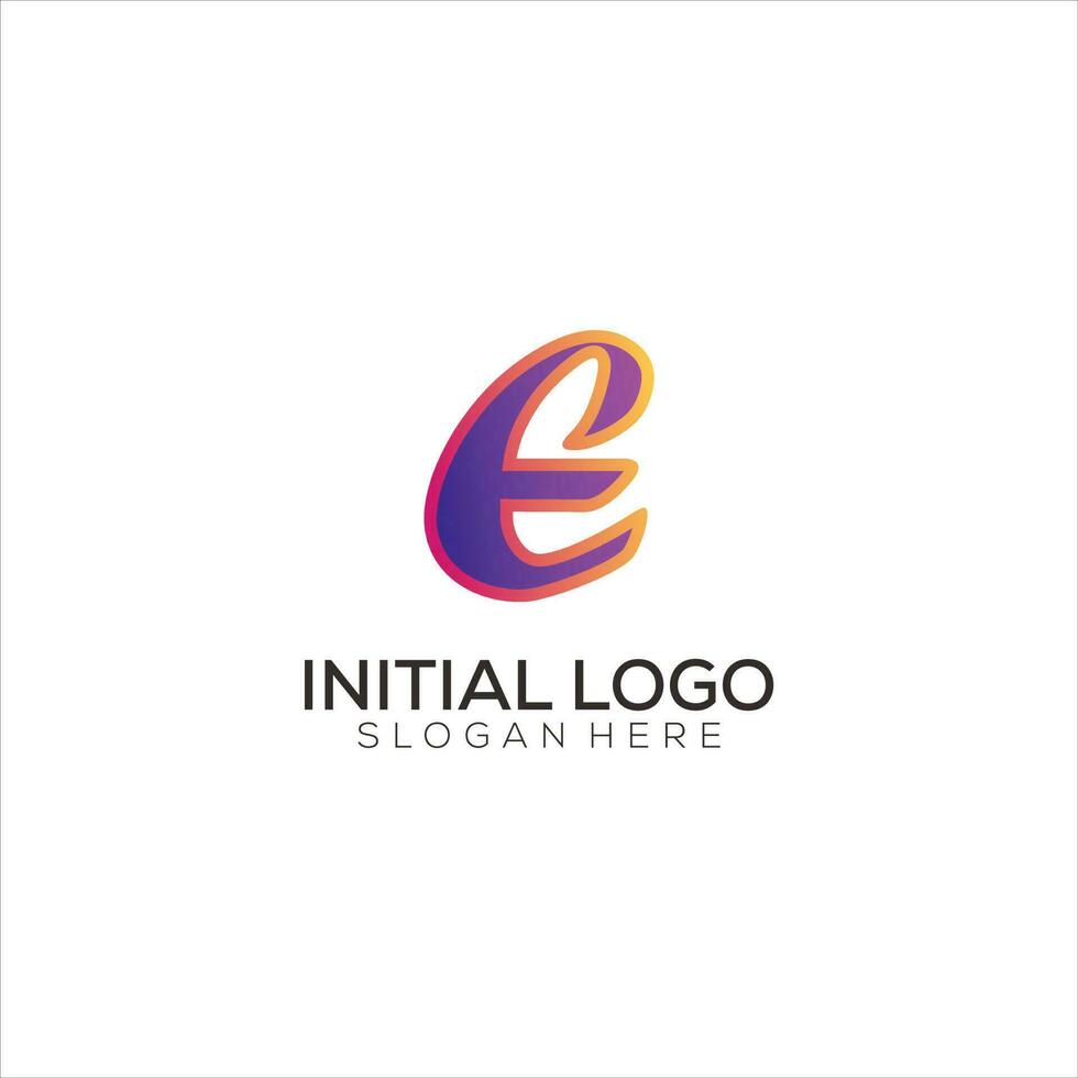 E initial logo gradient colorful design icon vector