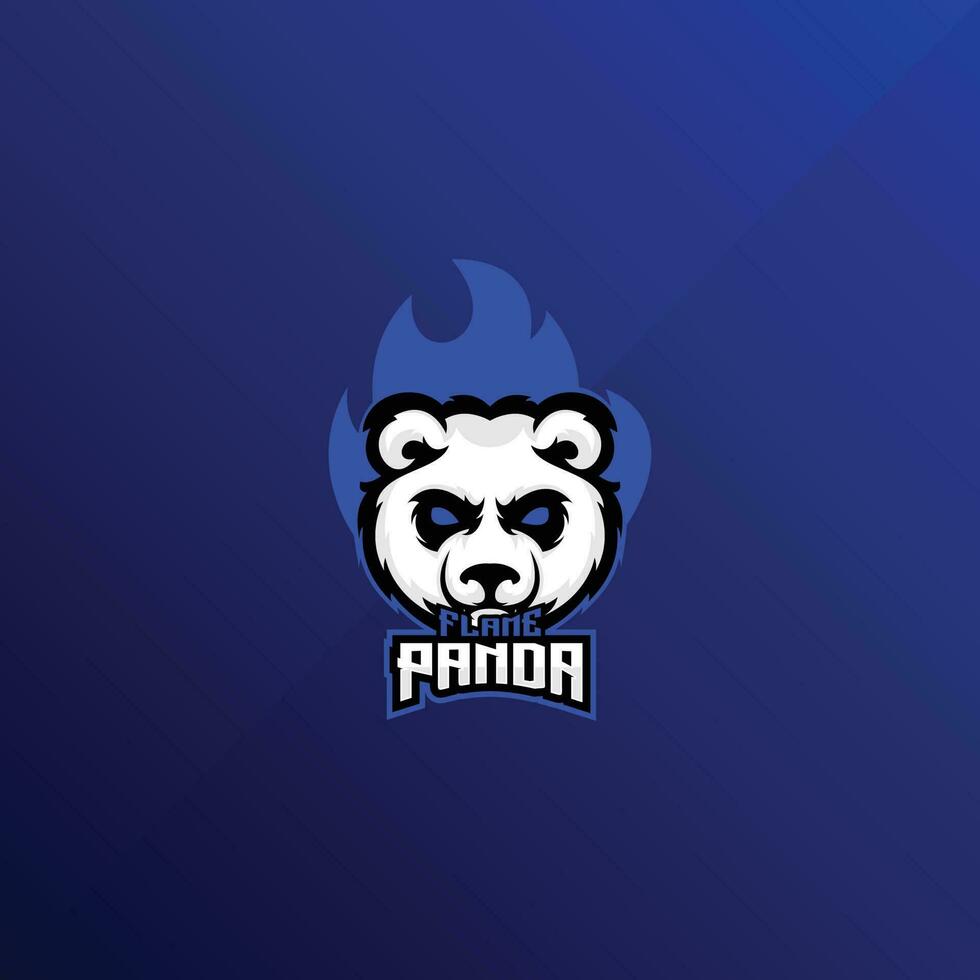 flame panda logo gaming esport design vector