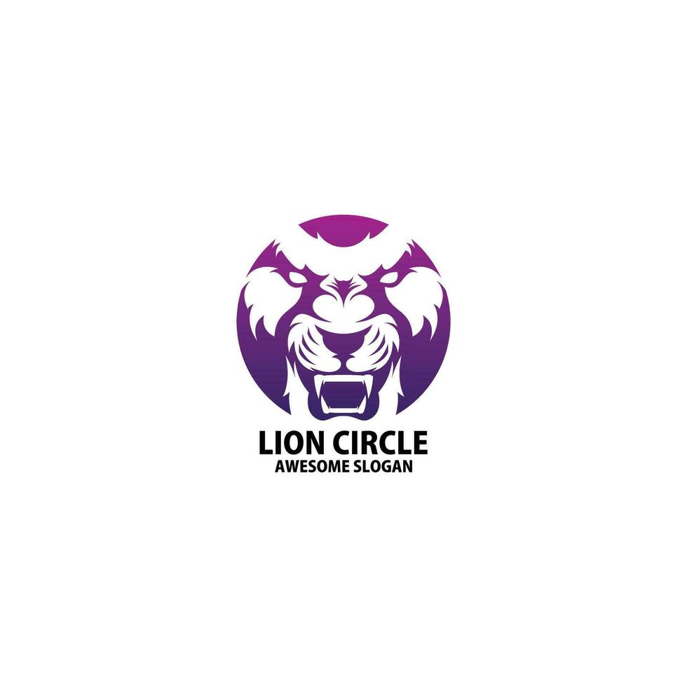 lion circle logo design gradient line icon vector