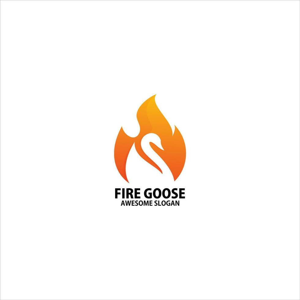 fire with goose logo design gradient color vector