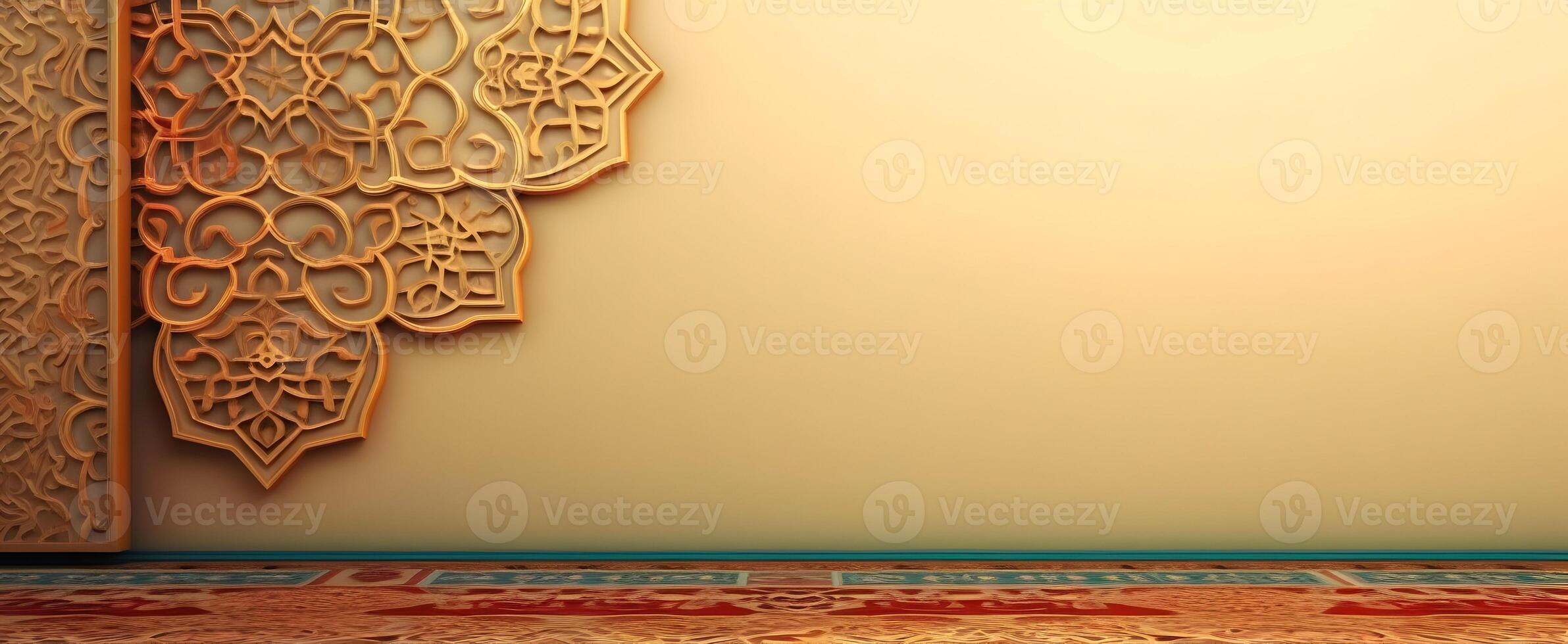 Golden jumma ramadan islamic background with pattern mandala. photo