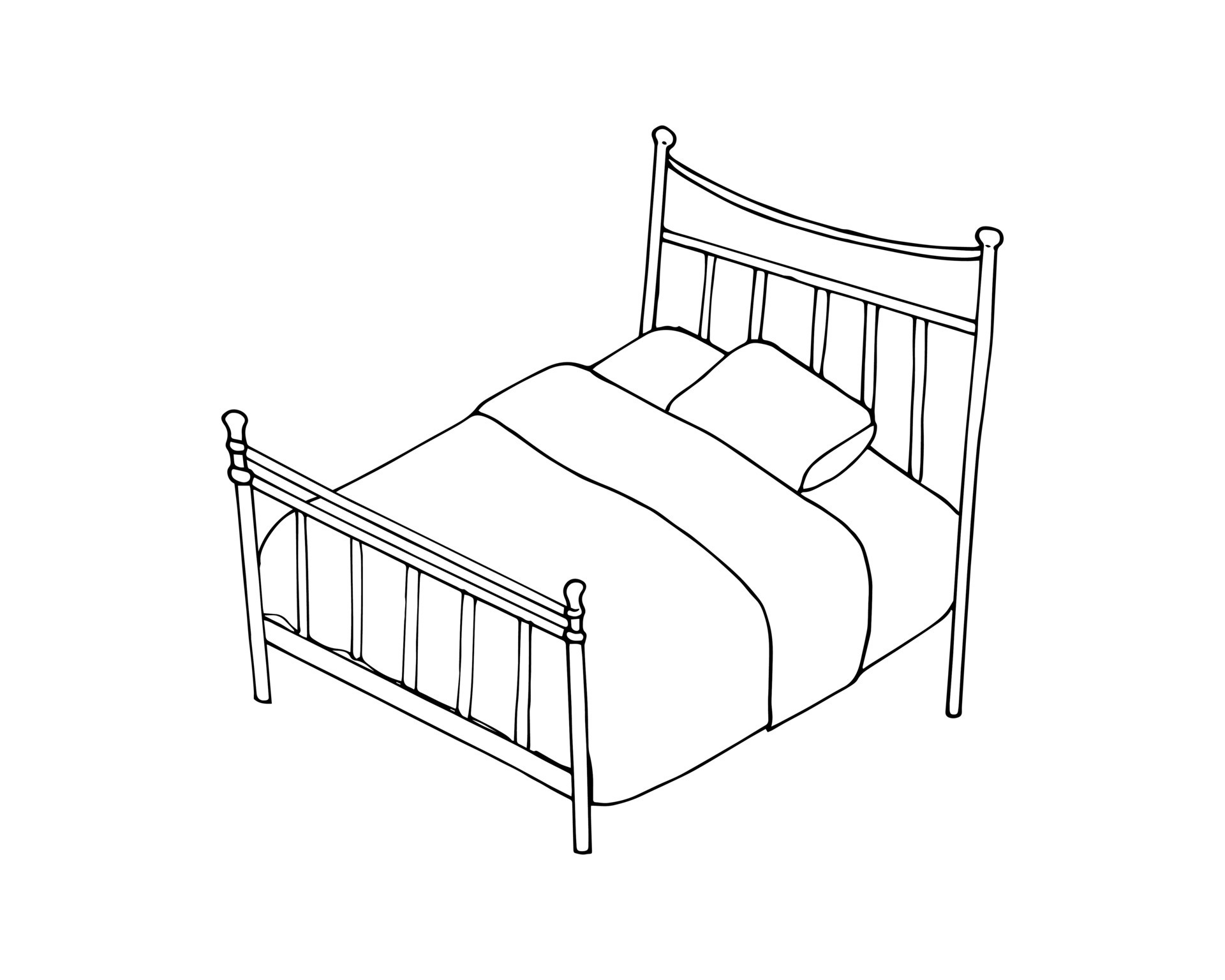 Hand drawn bed. Vector illustration in sketch style. Interior design ...