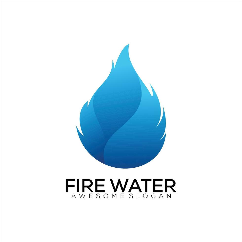 fuego agua logo diseño degradado vistoso vector