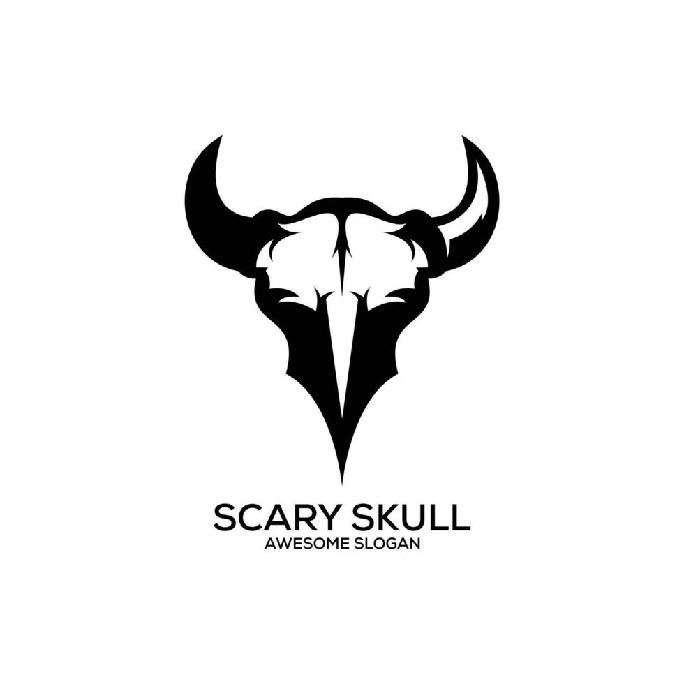 scary skull goat logo design line art vector