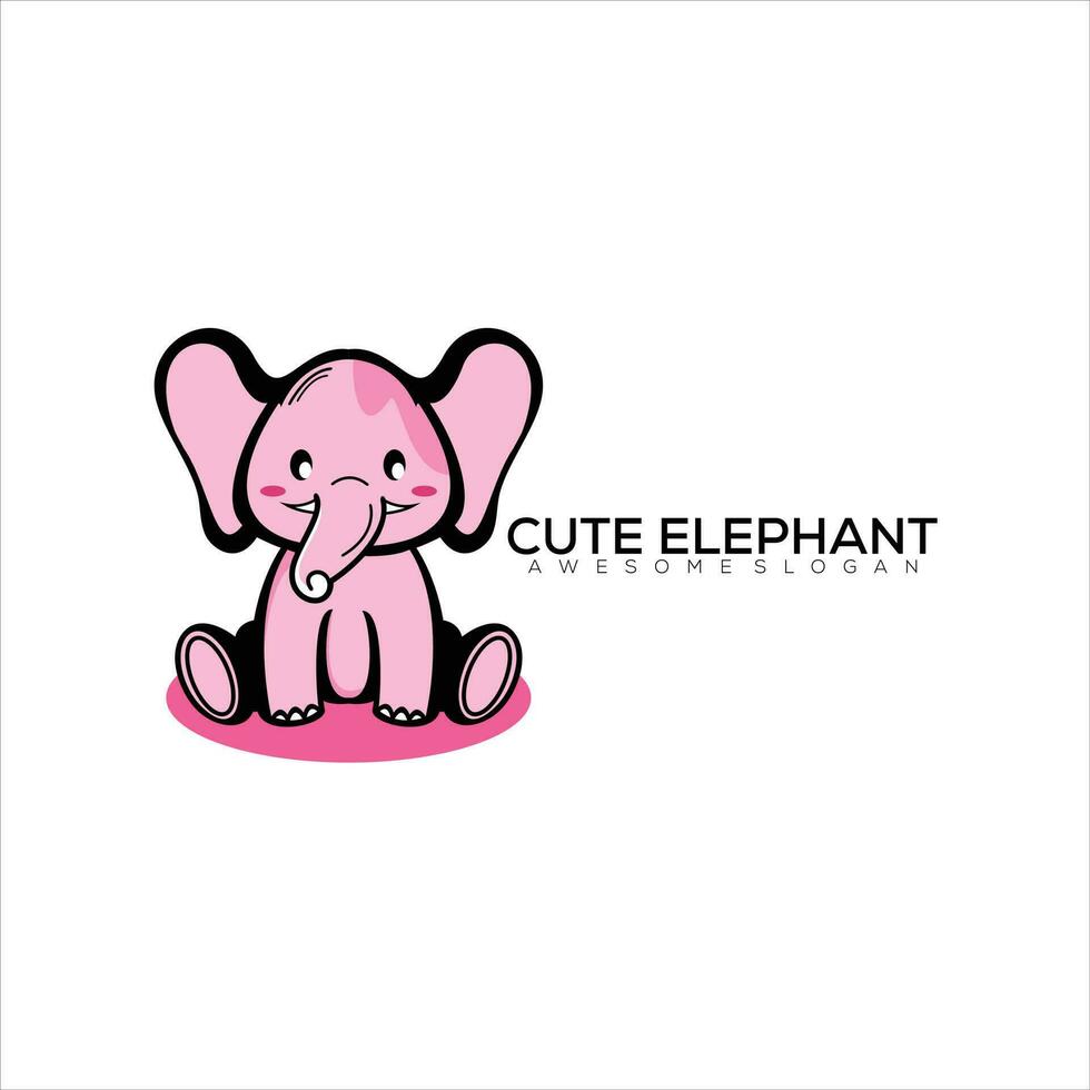 linda elefante logo mascota diseño color vector