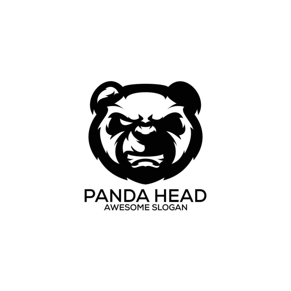 panda enojado cabeza logo diseño línea Arte vector