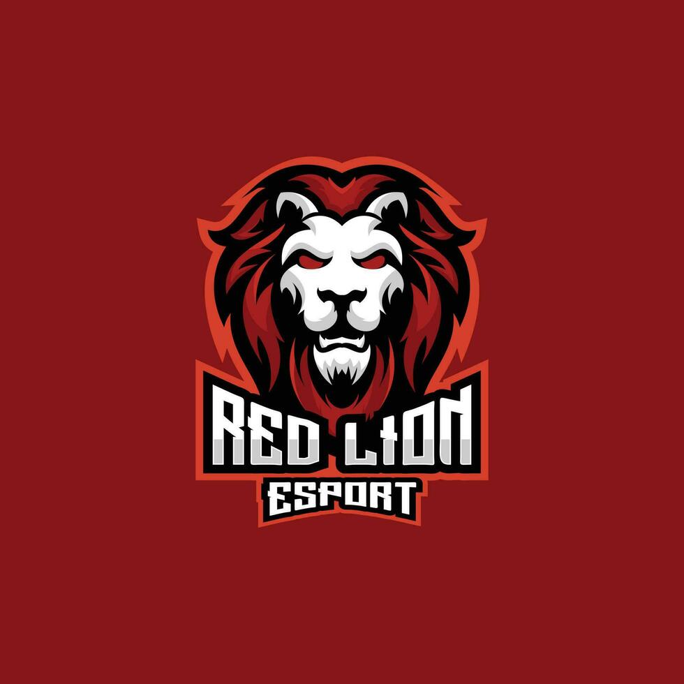 rojo león logo deporte equipo diseño juego de azar mascota vector