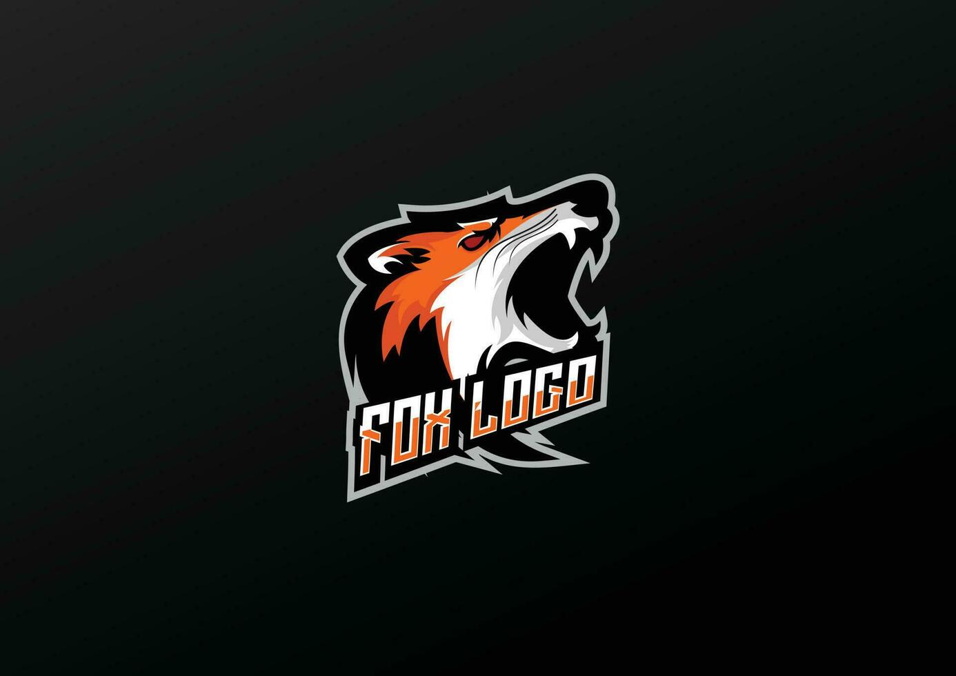 fox head logo esport design mascot vector