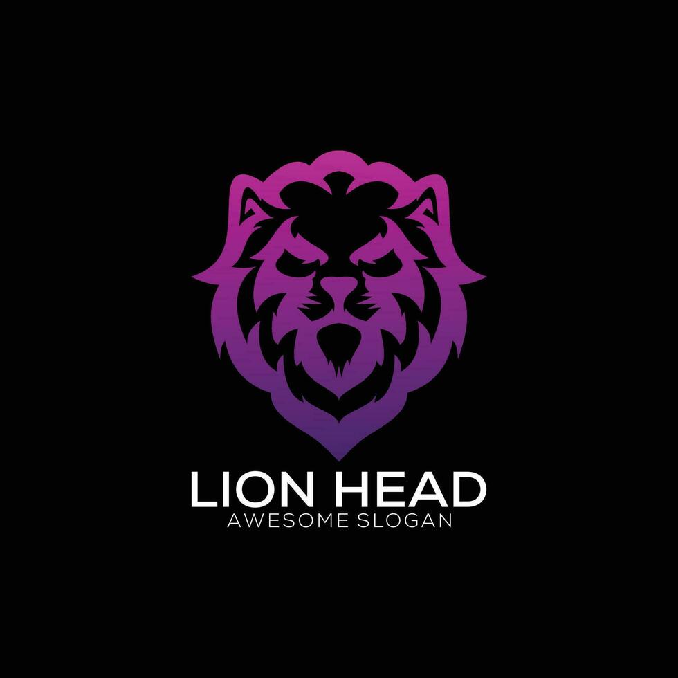 lion head logo design gradient line art vector