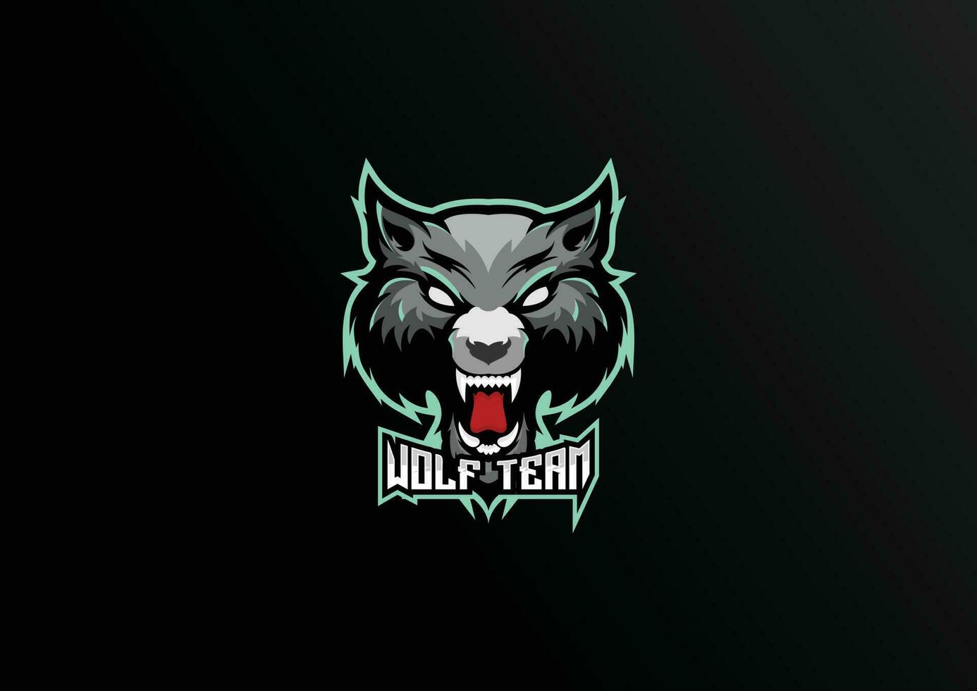 wolf team logo esport gaming design premium mascot vector