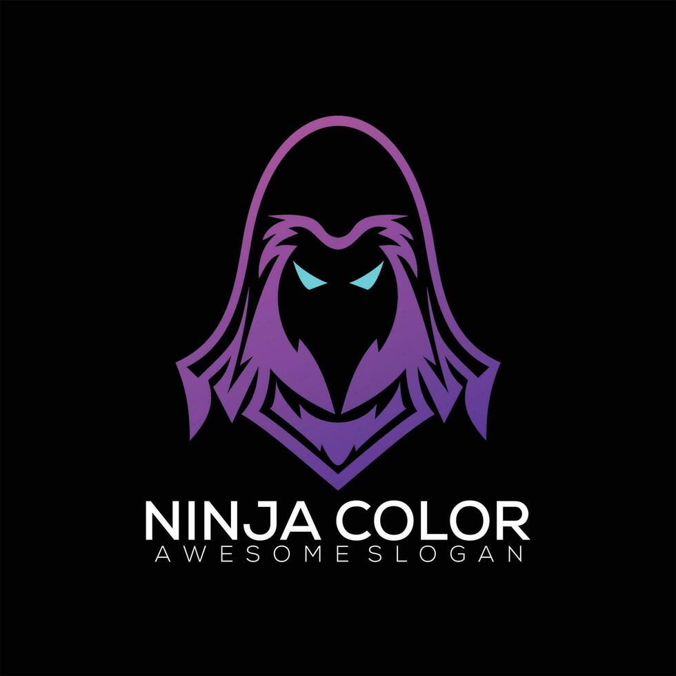 ninja logo design line art gradient color vector