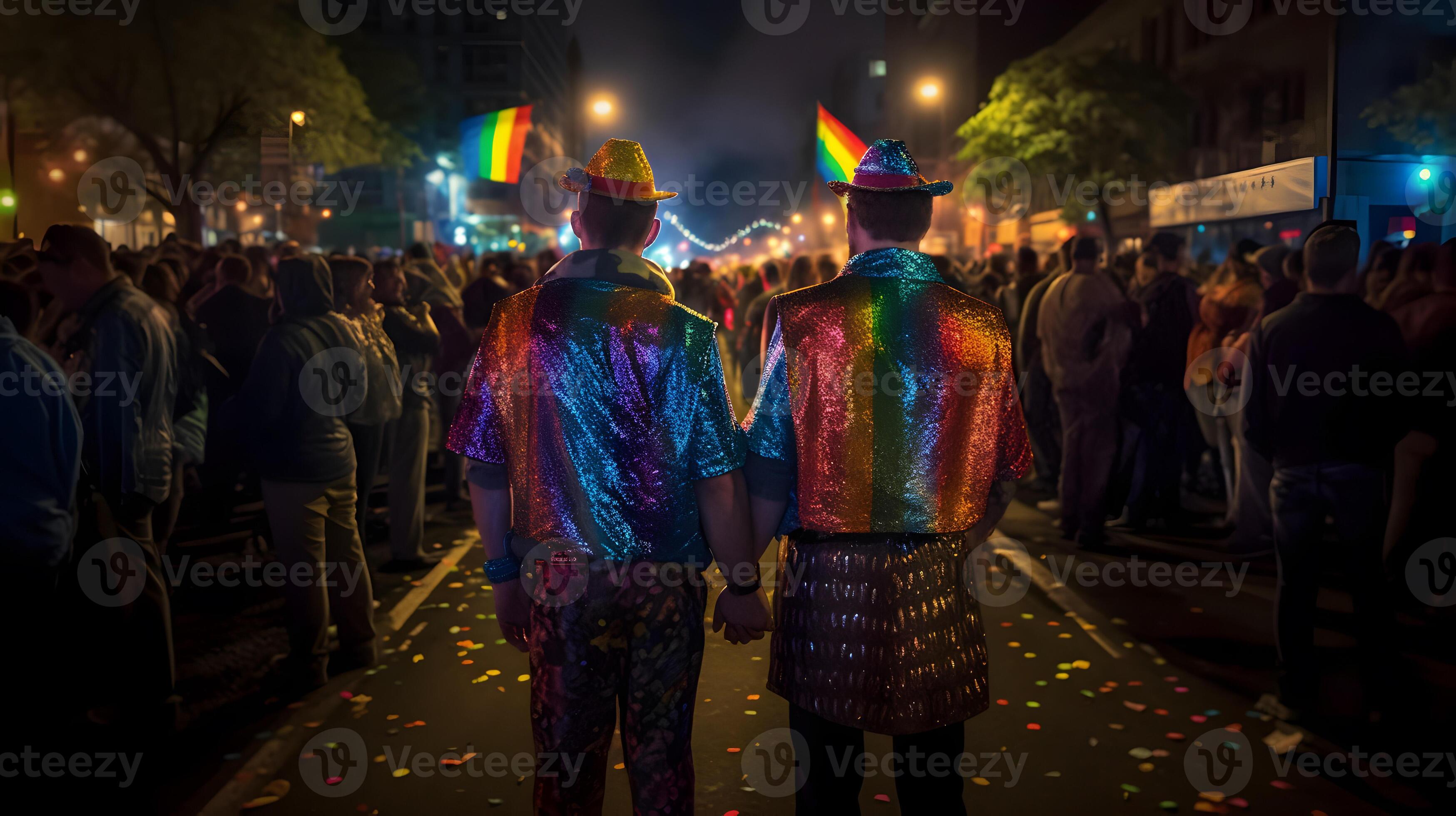 Men couple at night of pride parade. Concept of LGBT pride. 24306226 Stock Photo at Vecteezy