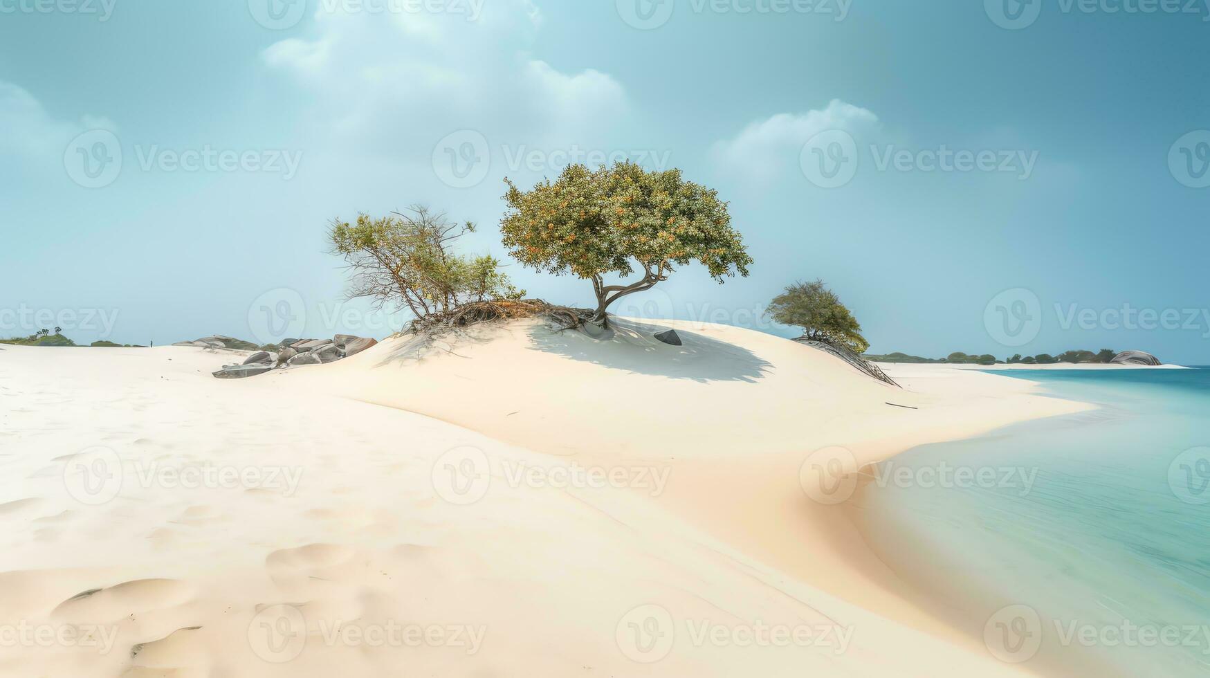 trees in beach landscape generated by ai photo