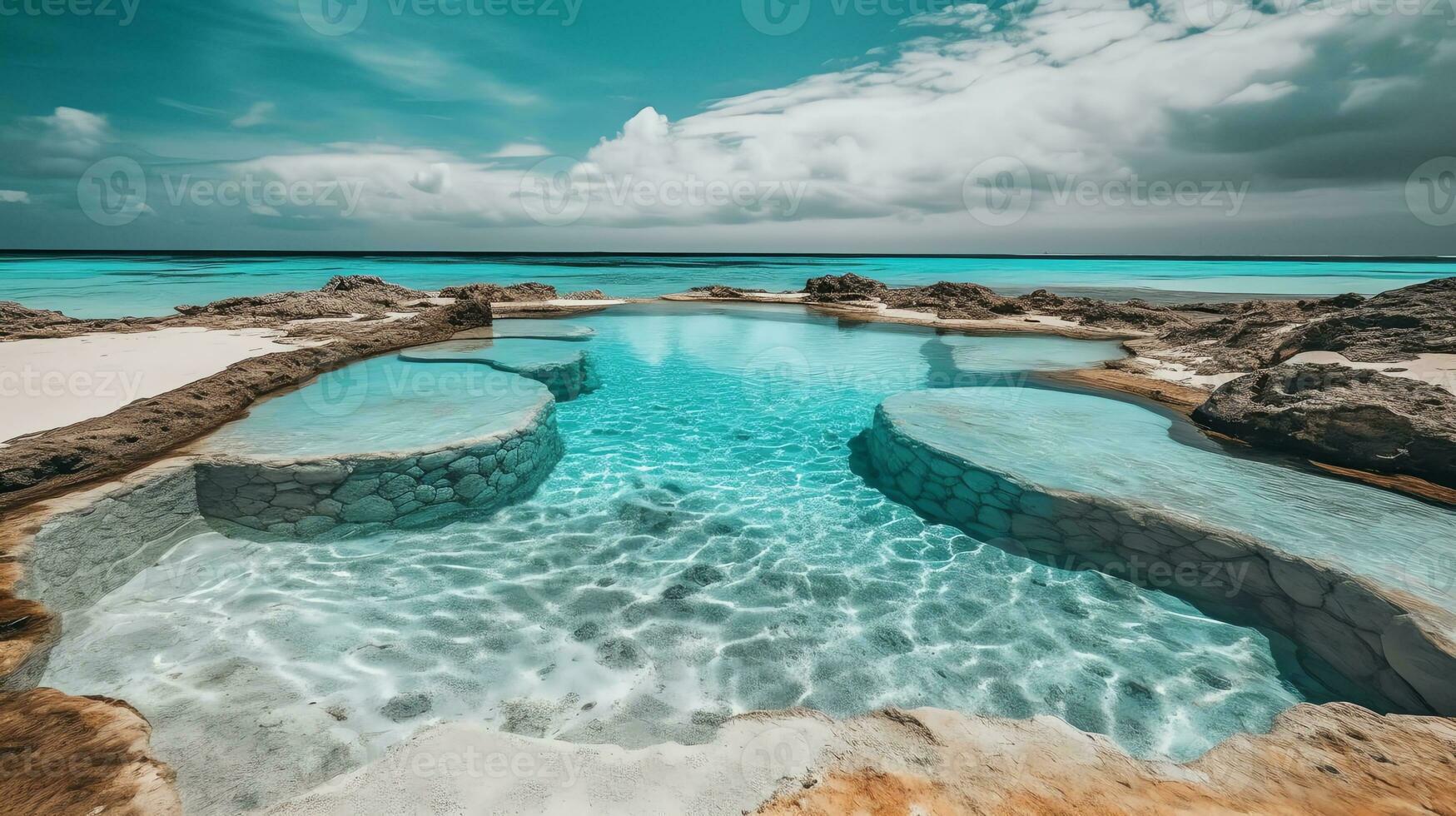 natural concept beach swimming pool generated by ai photo