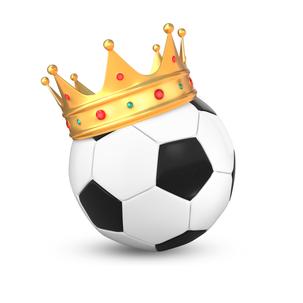 3d le rendu football Balle avec d'or couronne png