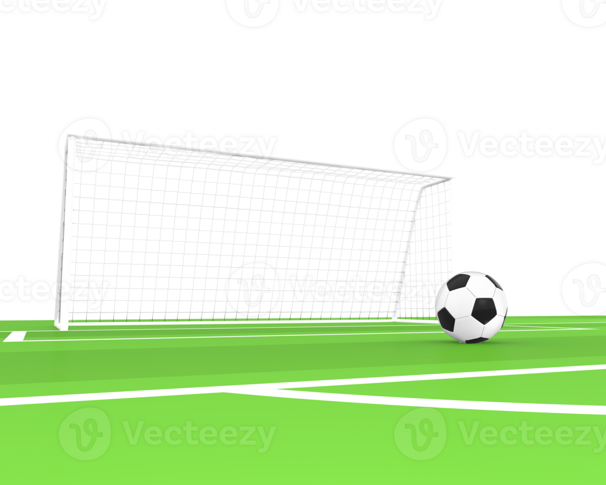 3D Rendering Soccer Goal Field With Soccer Ball Frontside View png