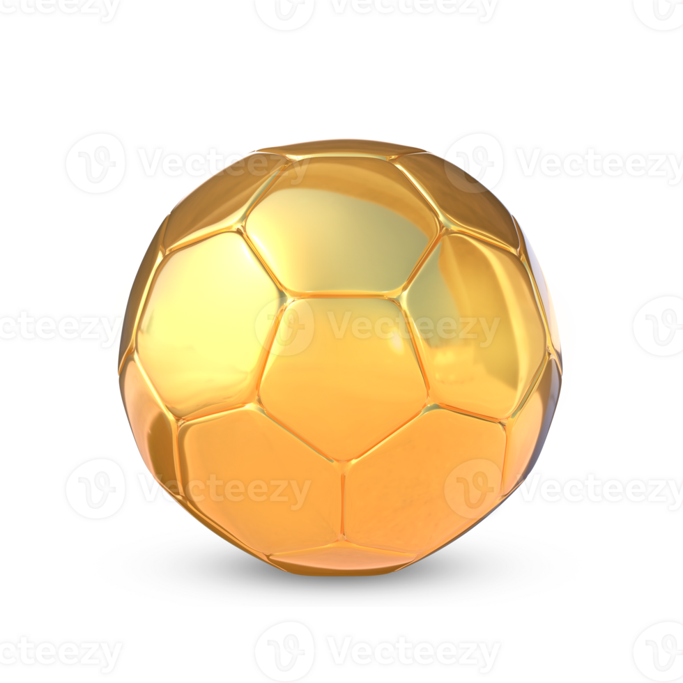 3d tolkning gyllene fotboll boll png