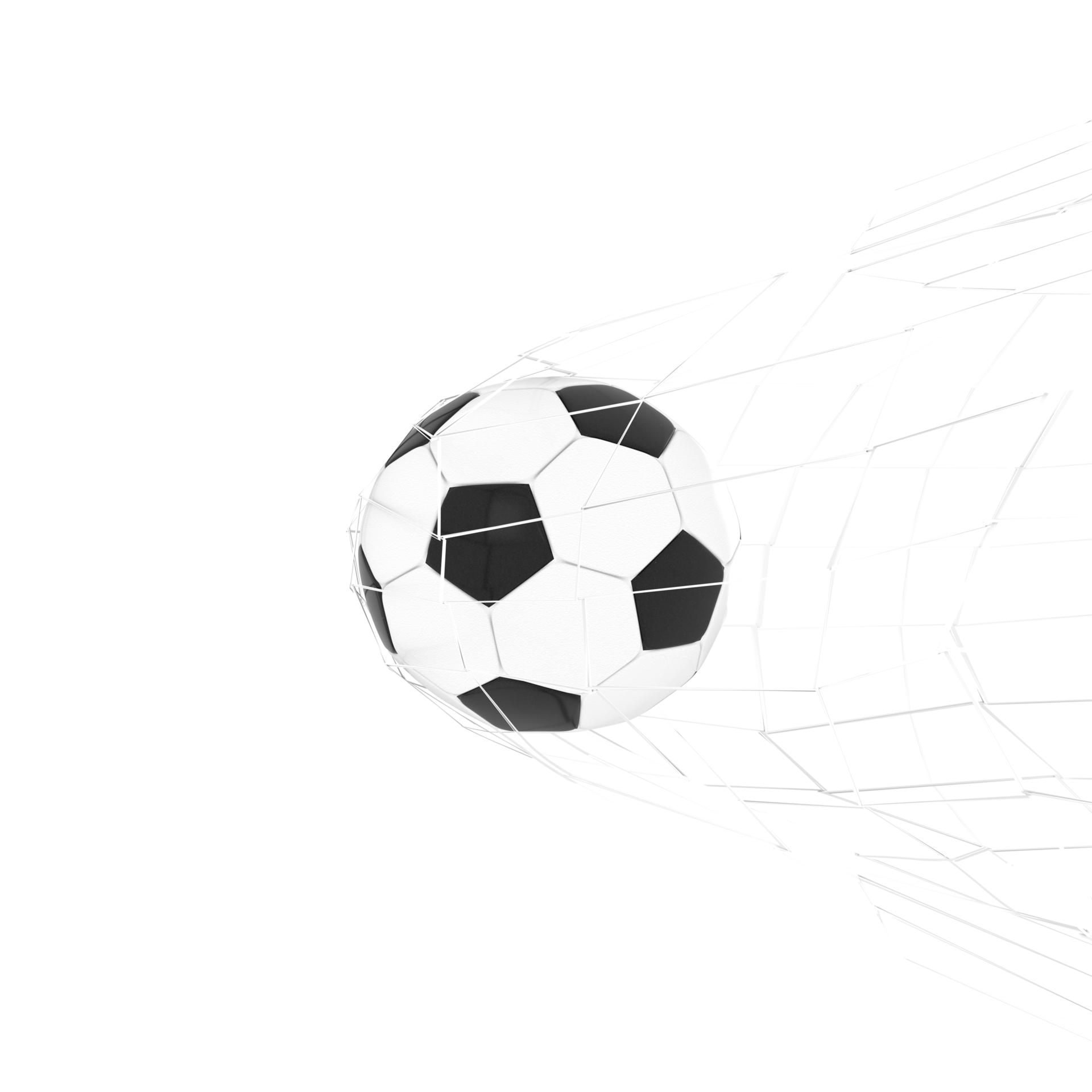 3D Rendering Soccer Ball Going Into Net Goal Side View 24306591 PNG