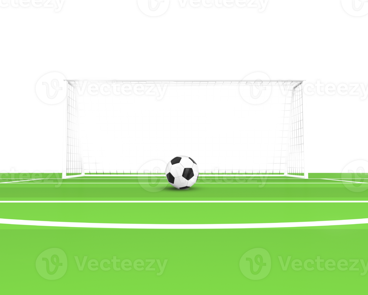 3D Rendering Soccer Goal Field With Soccer Ball Front View png