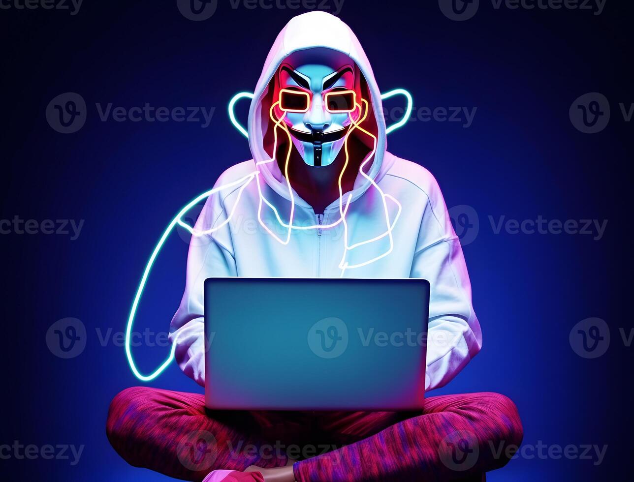Anonymous hacker with hoodie. Concept of hacking cybersecurity, cybercrime, cyberattack, etc. image photo