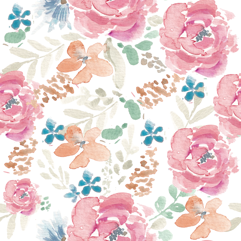Red Abstract Watercolor Rose Seamless Pattern png