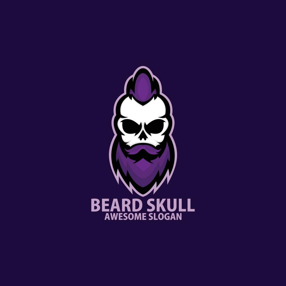 beard skull logo design mascot vector