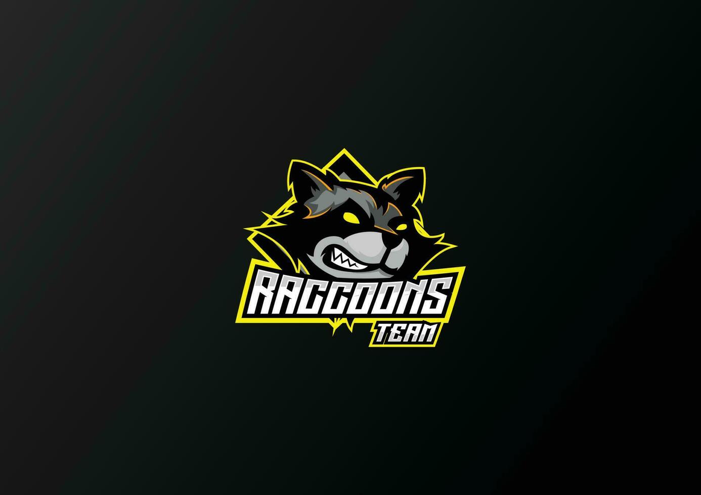 raccoons team logo esport design premium mascot vector