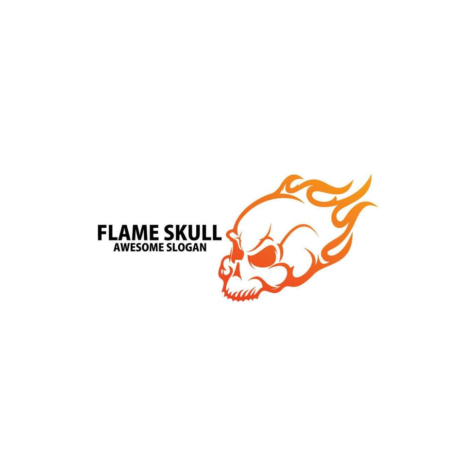 flame skull logo design gradient line art vector