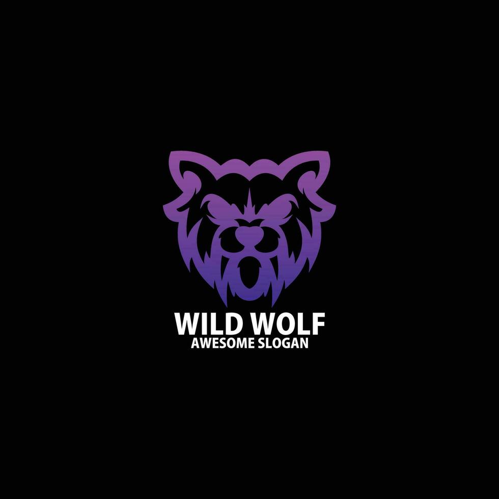 wild wolf logo design gradient line art vector