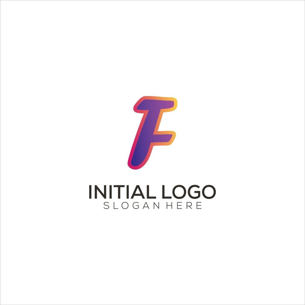 F initial logo gradient colorful design icon vector