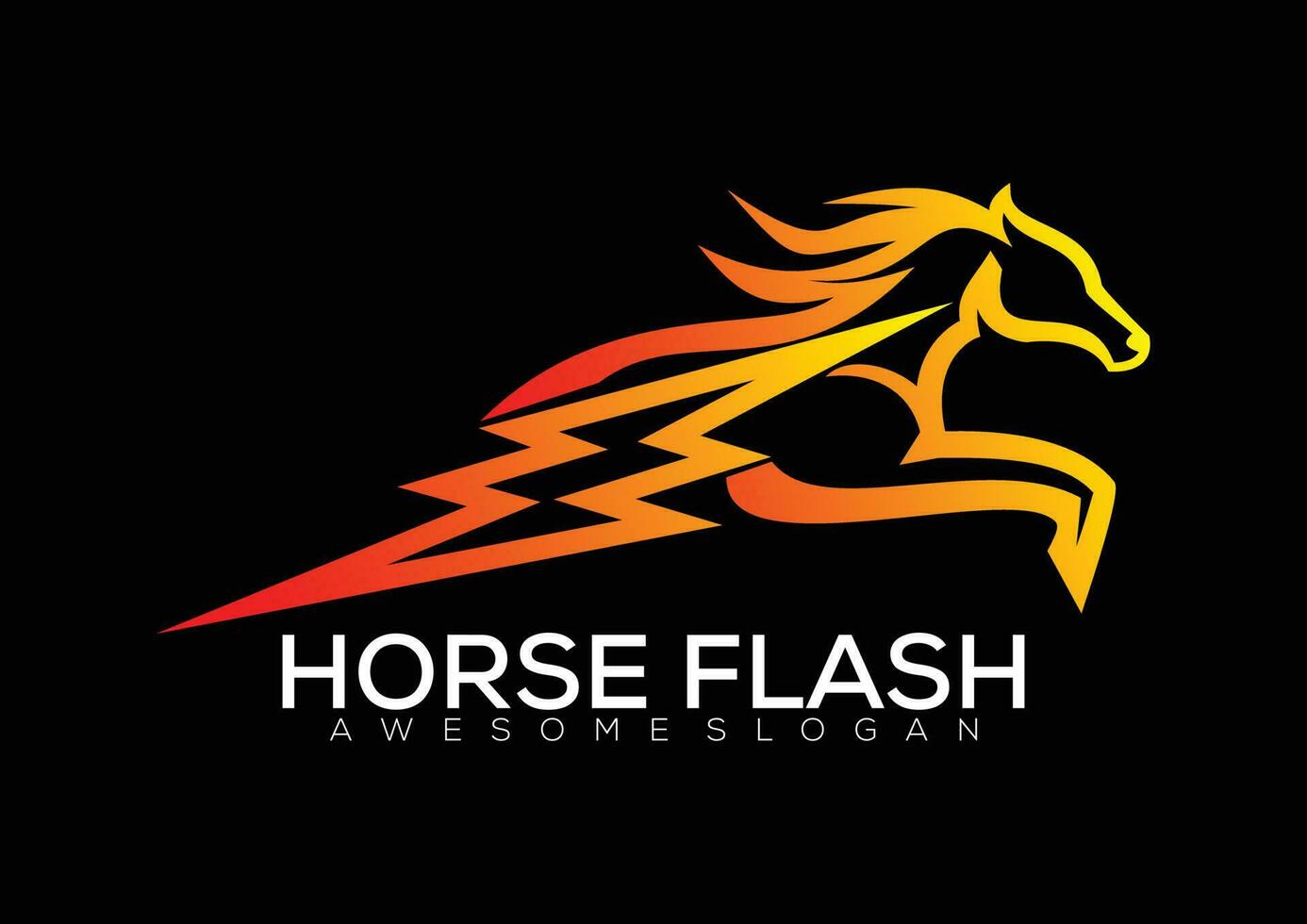 horse flash logo line art design gradient color vector