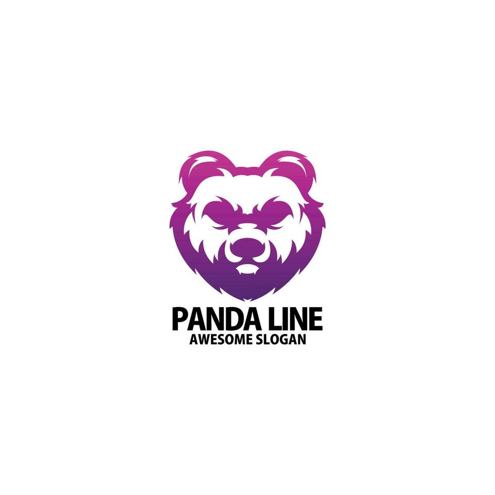 panda color logo design gradient line art vector