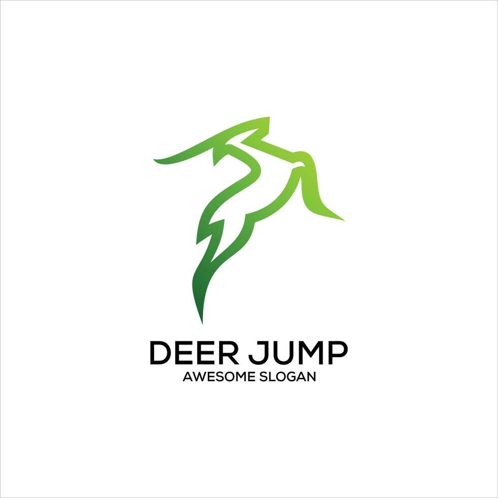 deer jump logo line art design gradient color vector