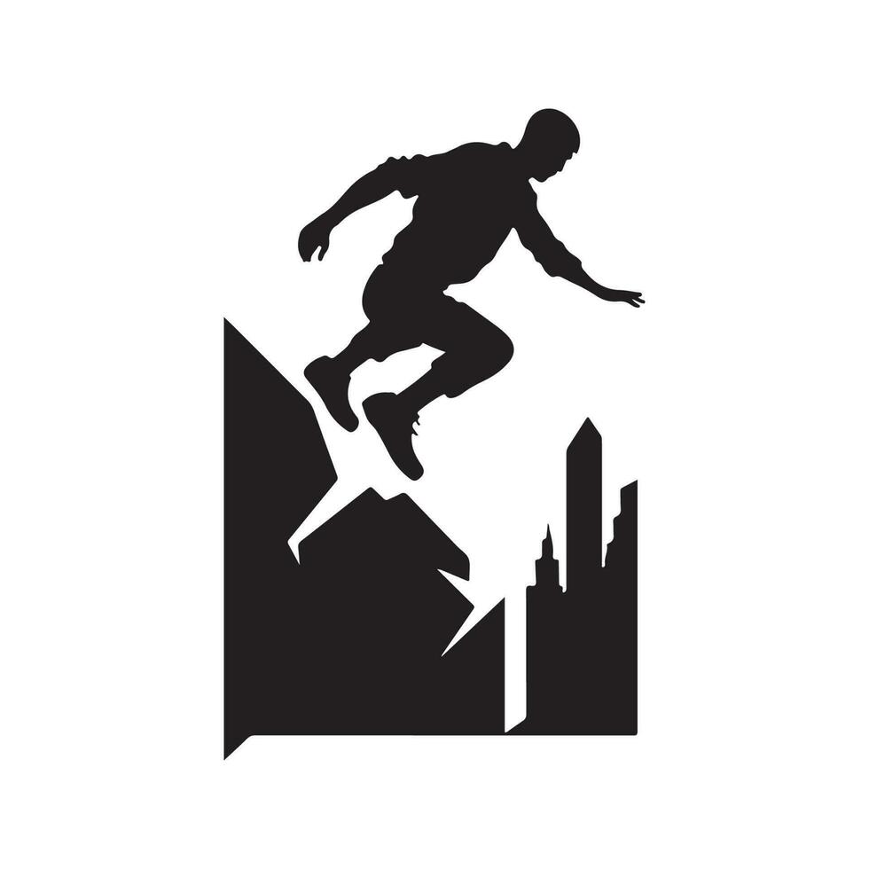 parkour, Clásico logo línea Arte concepto negro y blanco color, mano dibujado ilustración vector