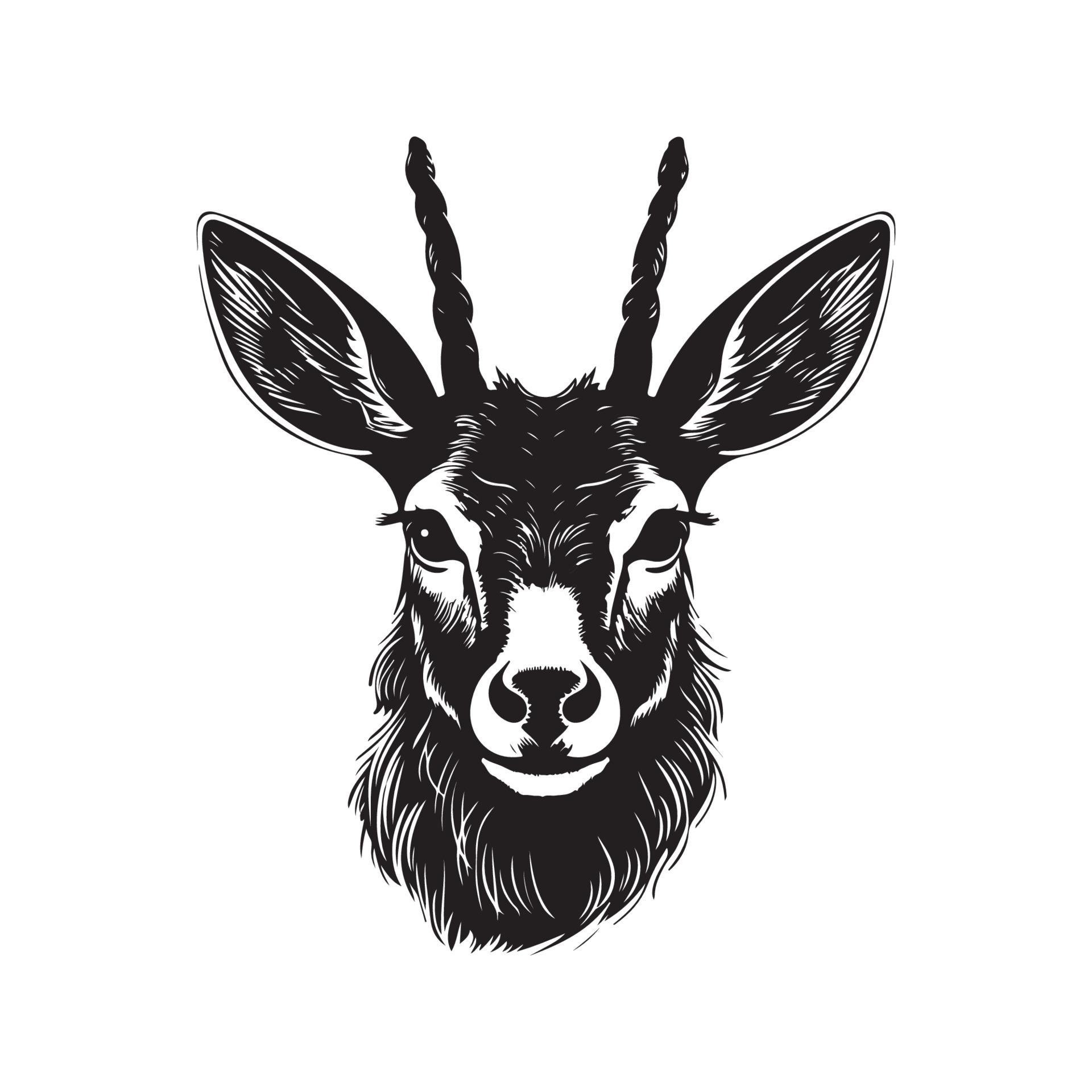 musk deer, vintage logo line art concept black and white color, hand