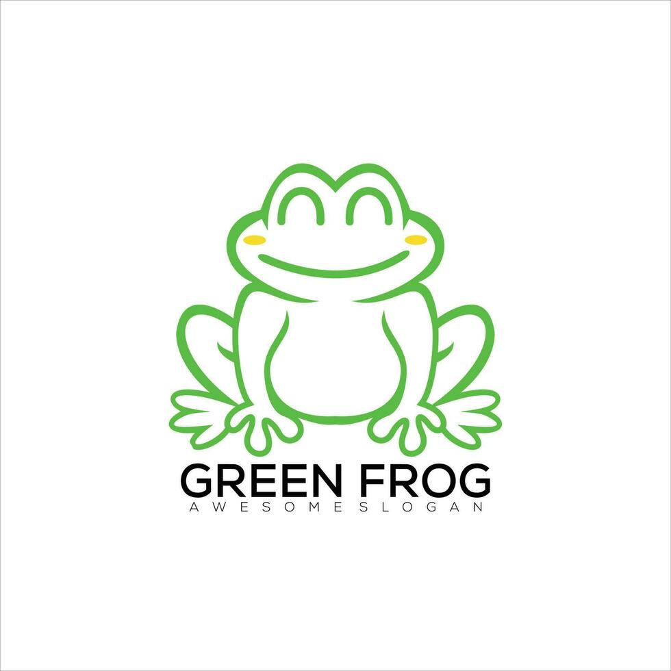 frog logo design line art color vector