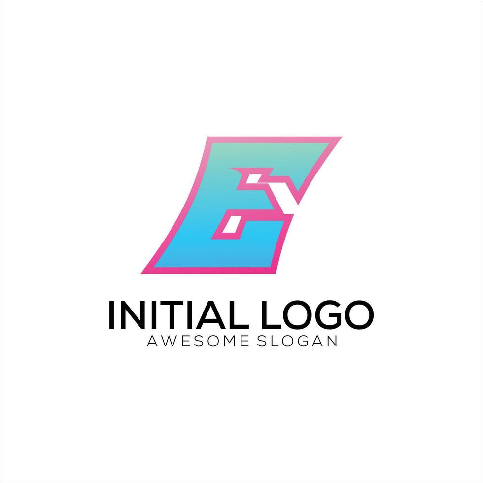 mi inicial logo degradado vistoso diseño vector