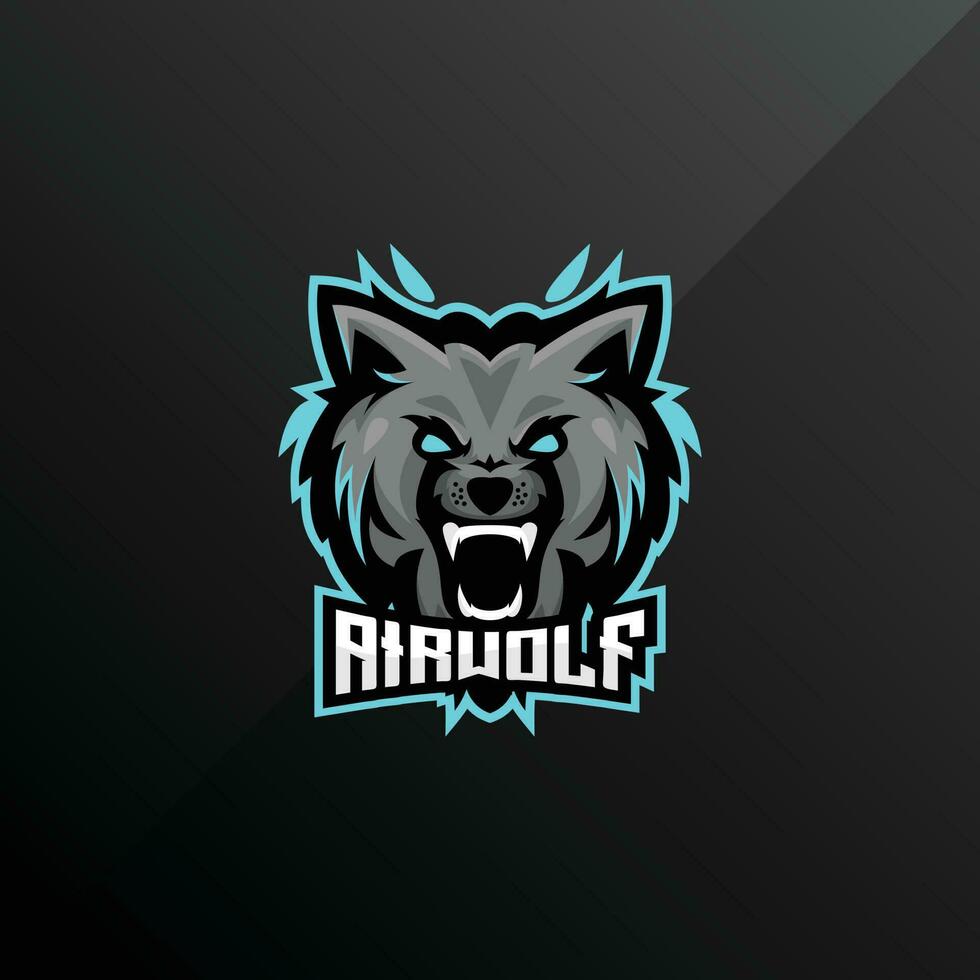 wolf head angry logo design mascot esport team vector