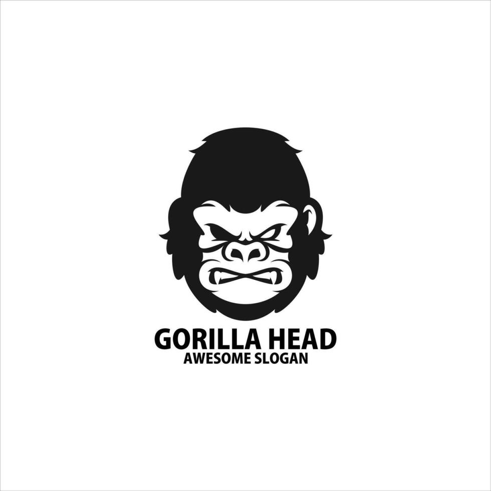 gorilla head logo design silhouette vector