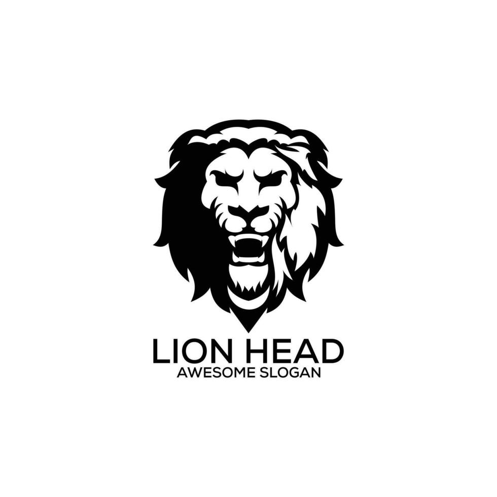 lion head logo design line art vector